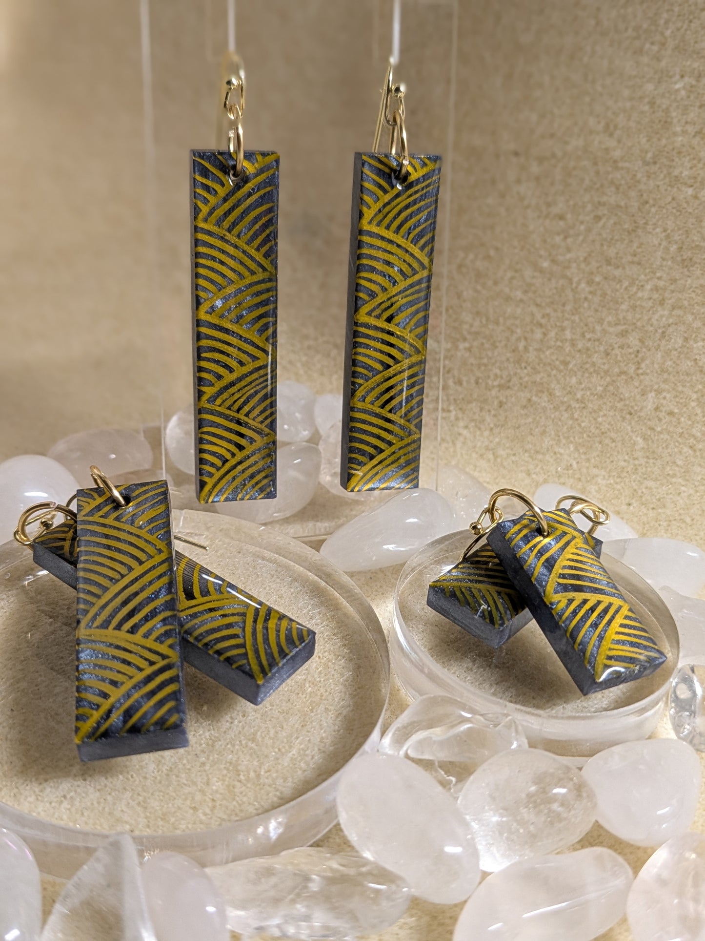 Hawaiian Kapa Resin Earrings