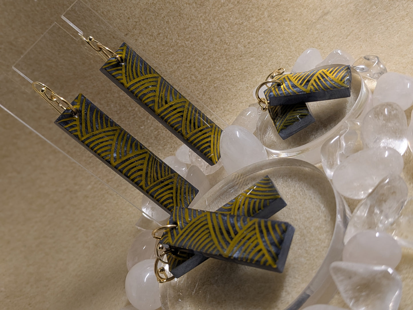 Hawaiian Kapa Resin Earrings