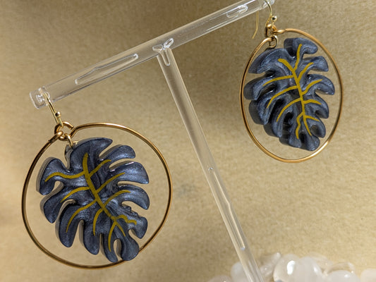 Resin Monstera Hoops