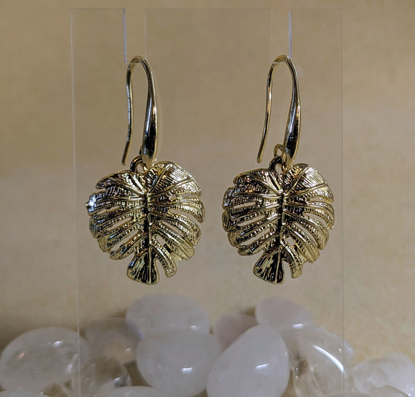 Mini Gold Monstera French Hook