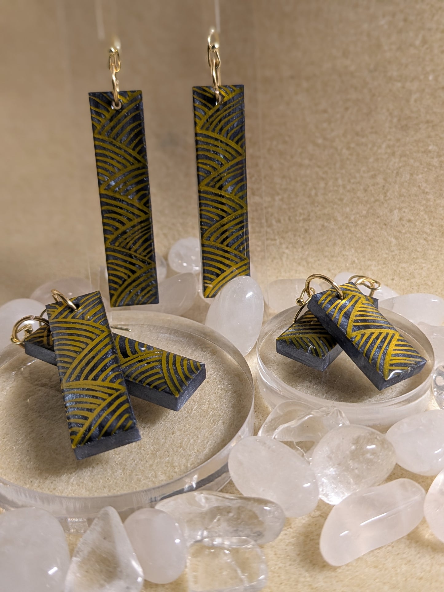 Hawaiian Kapa Resin Earrings