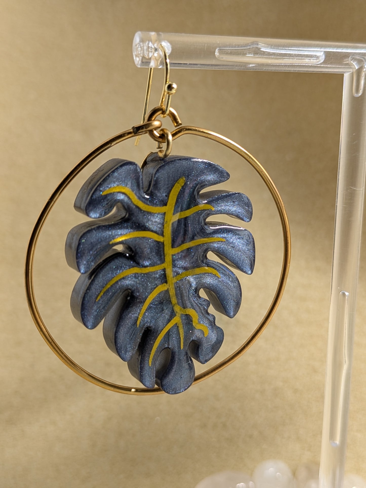 Resin Monstera Hoops