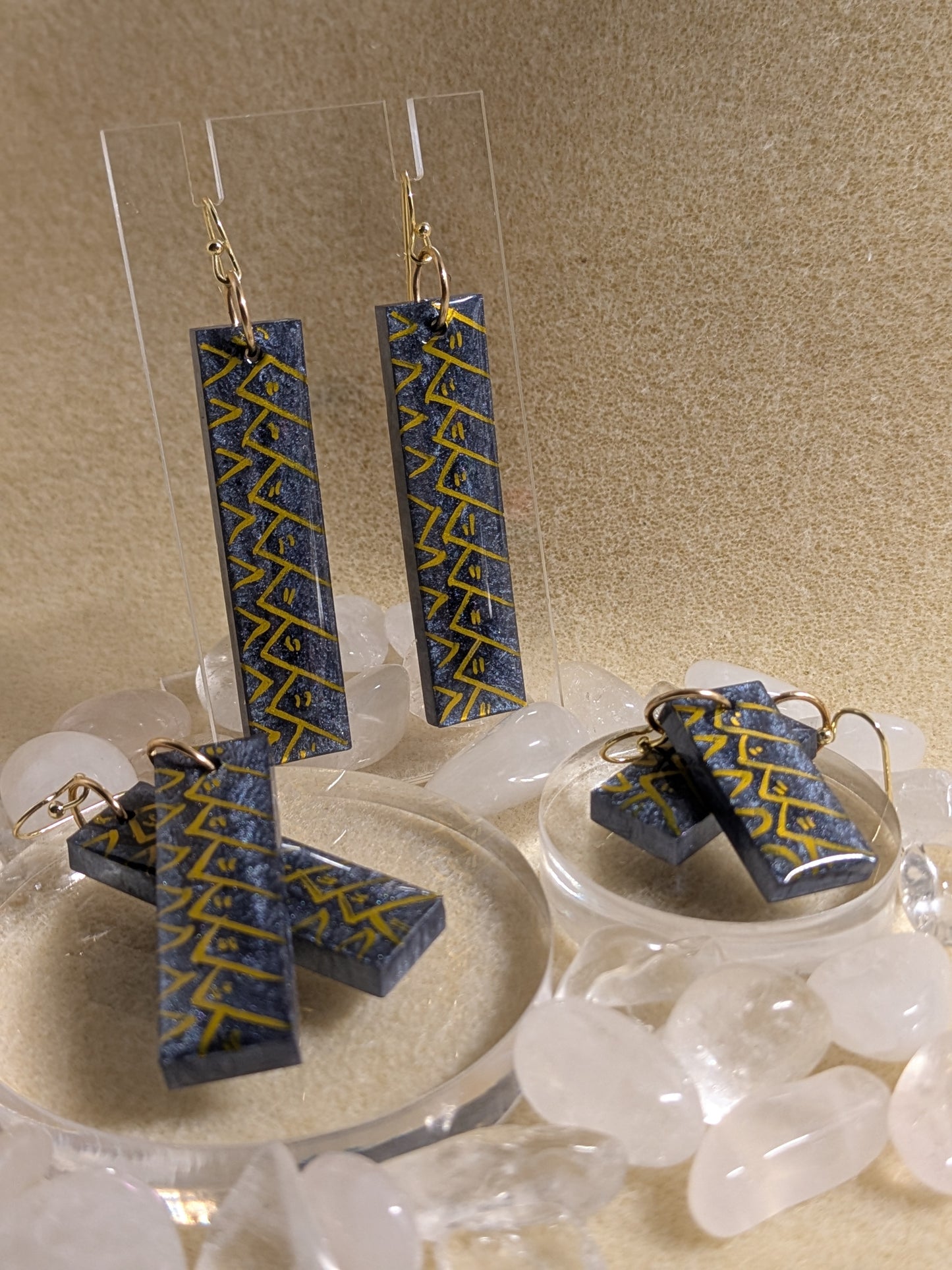 Hawaiian Kapa Resin Earrings