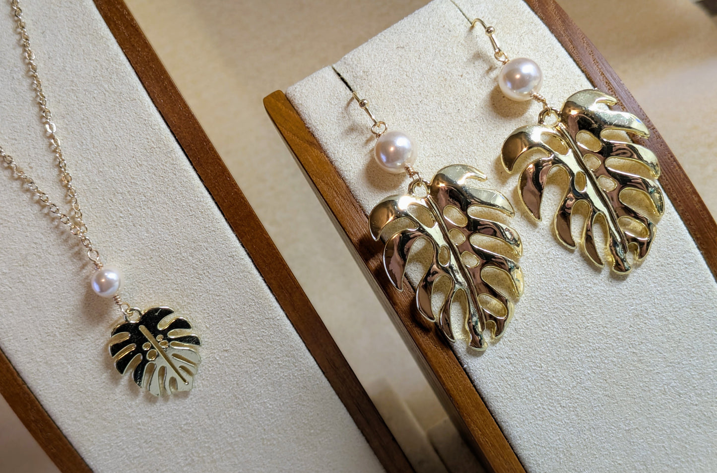 Golden Monstera & White Pearl, Set