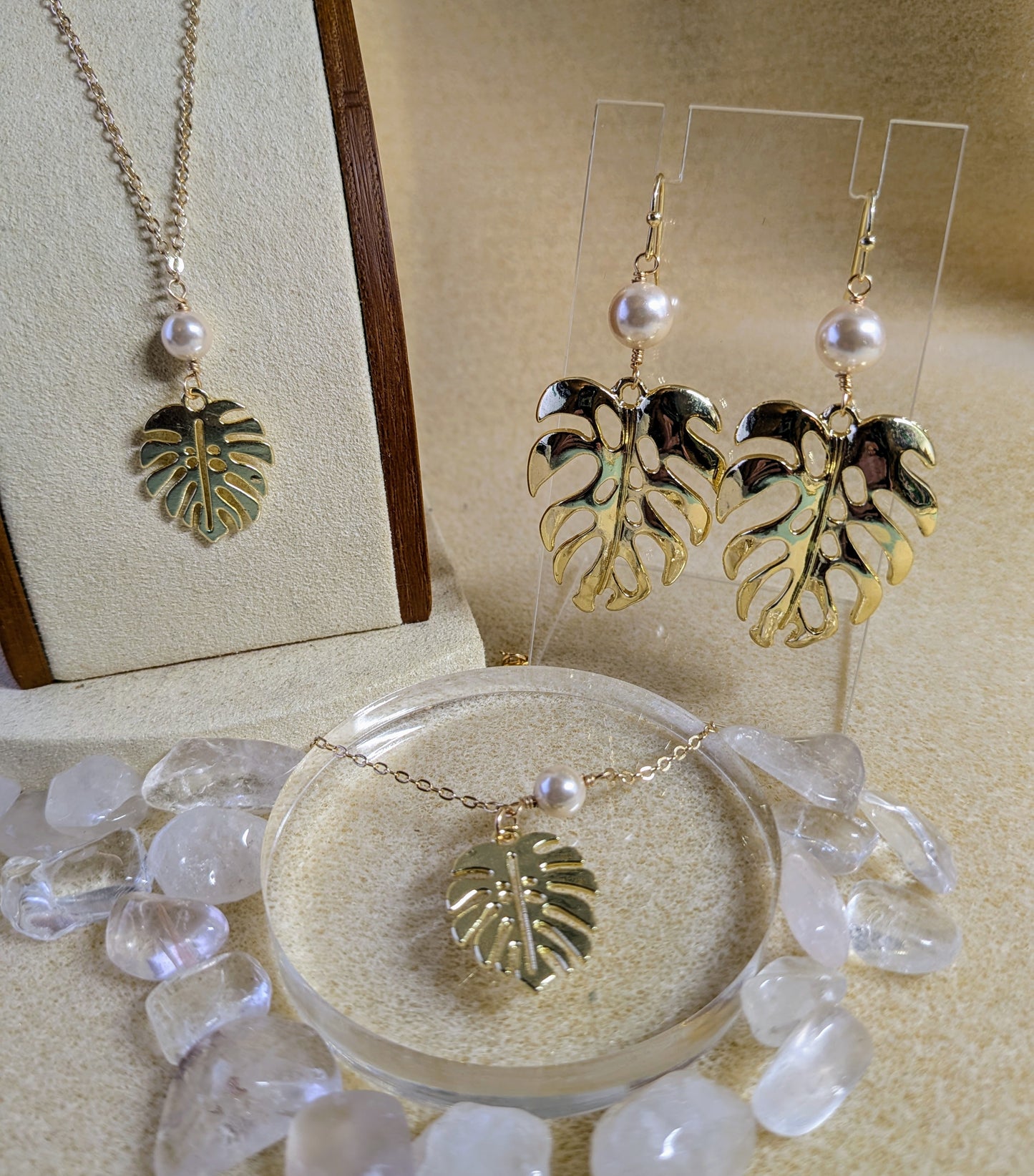 Golden Monstera & White Pearl, Set