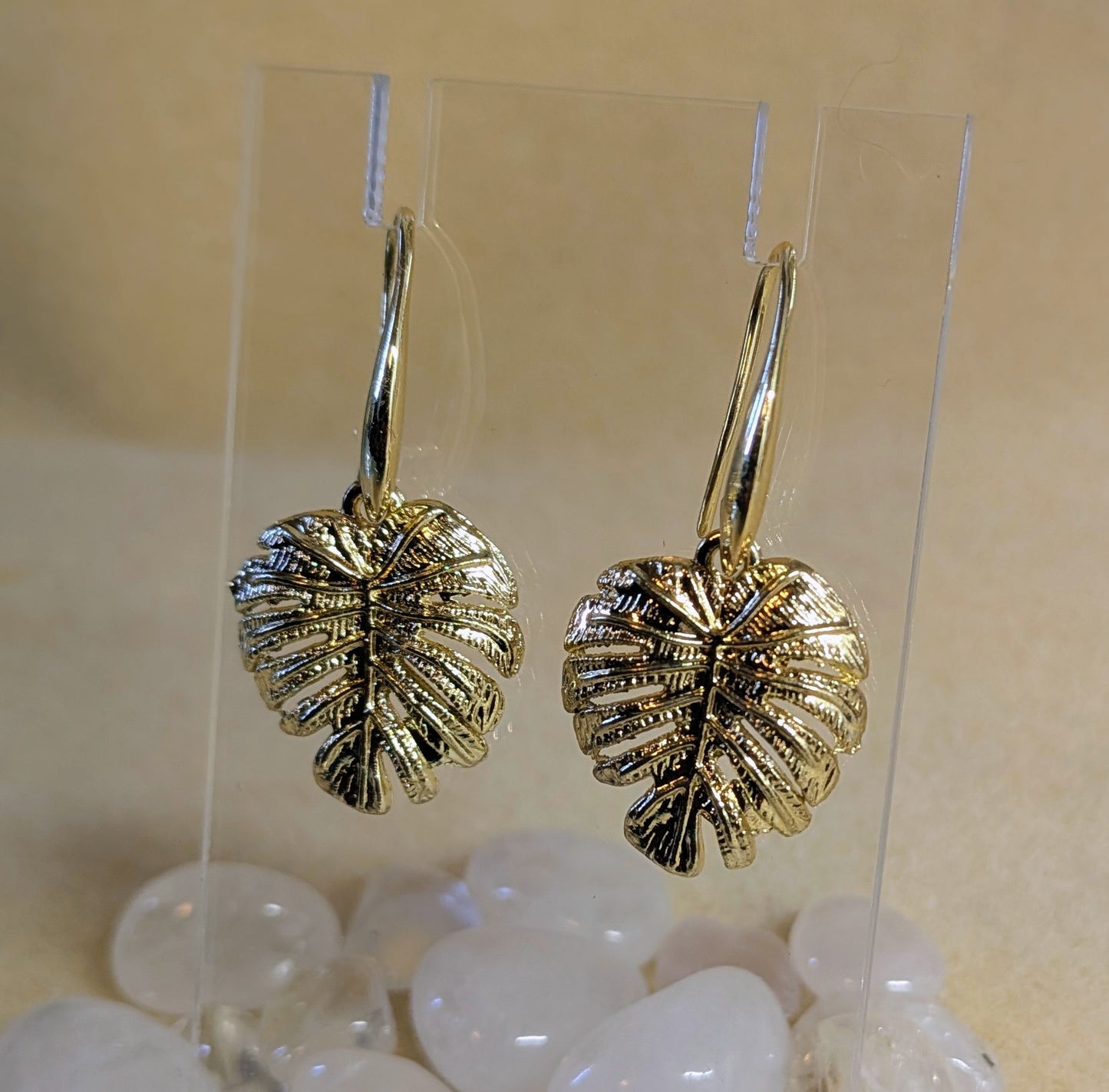 Mini Gold Monstera French Hook
