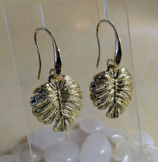 Mini Gold Monstera French Hook