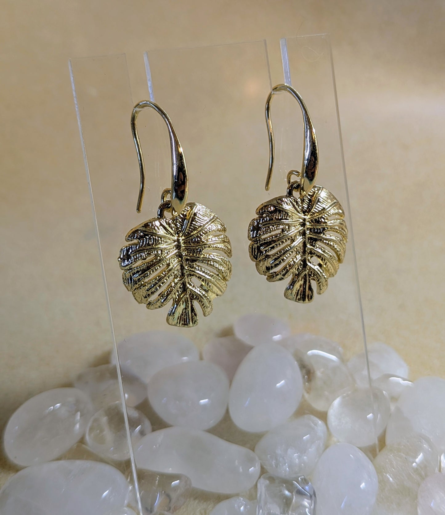 Mini Gold Monstera French Hook
