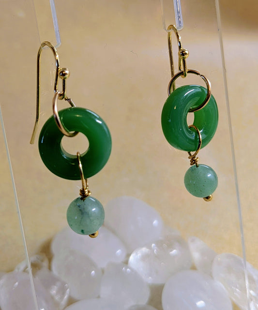 Small Jade Ring Earrings
